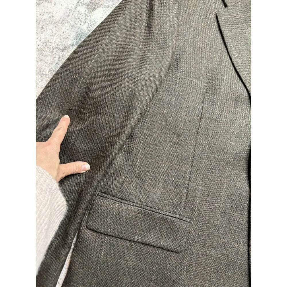 VTG Polo Ralph Lauren Blazer Mens 44 L Green Plaid Windowpane Union Made in USA